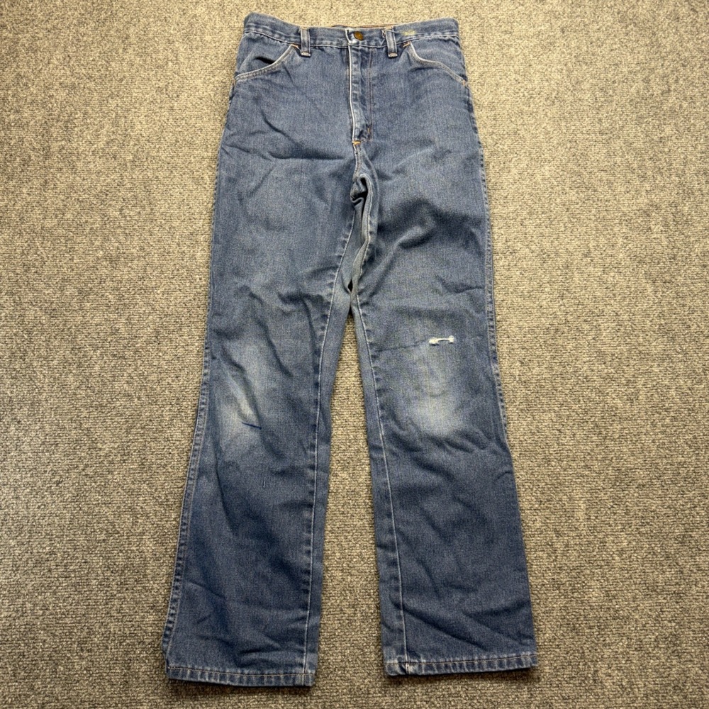 Vintage Rustler Jeans Mens 27x27 Made in USA Blue Denim Straight Leg 70s 80s